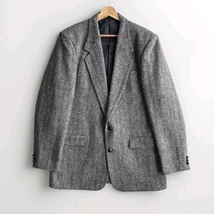 Vintage Members Only Men’s 100% Wool Blazer Gray Herringbone Size 42 / Large